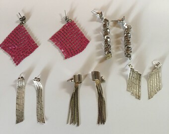 Lot of 5 1970's 1980's Disco earrings