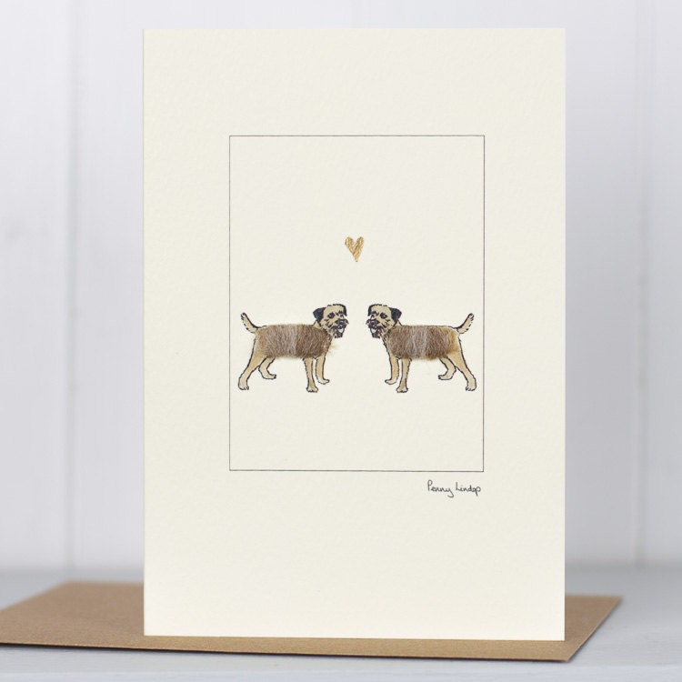Lovely 77 Border Terrier Wedding Card