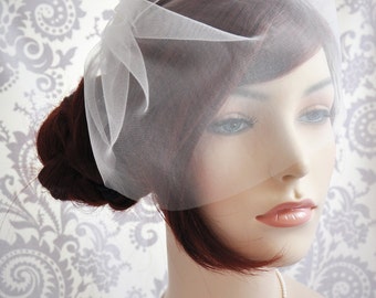 Ready to Ship - Ivory Wedding Veil - Bridal Veil, Birdcage Veil ivory, Tulle Birdcage Veil, Blusher Veil - Ready to to Ship Veil - 100V