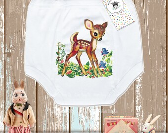 Little Deer Training Pants, Forest Animal Potty Underwear, Fawn Undies, Trainer Pants, Vintage Graphic Potty Pants, 2T, 3T