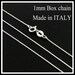 sterling silver Box chain 1 mm thickness Italian box chain necklace 14" 16" 18" 20" 22" 24" 30" (Z-04)