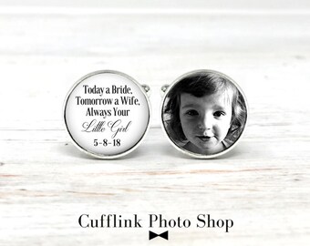 Today a Bride Cufflinks, Personalized Cufflinks, Photo Cufflinks, Father Of The Bride Cufflinks, Gift From Bride, Wedding Cufflinks