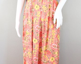 90s Grunge Floral Dress/pink floral, short sleeve