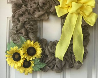 Burlap wreaths for front door, sunflower wreaths for front door, square wreaths, spring wreaths for front door,