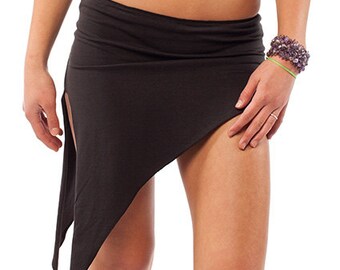 BLACK PIXIE SKIRT, organic cotton psy trance skirt, psy clothing, psy skirt, asymmetric skirt, pixie clothing, fairy skirt