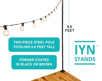 IYN Pole Stands (BLACK) - Hang string lights, shading or privacy screening