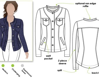 Cindy Jeans Jacket // Sizes 10, 12 & 14 // Women's Jacket PDF sewing pattern by Style Arc // DIY clothing // Sewing Projects