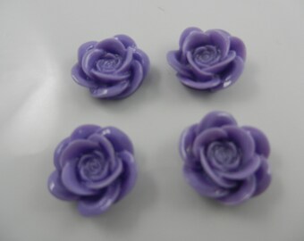 18mm resin round cabochons flower beads medium perple 6 pieces702p