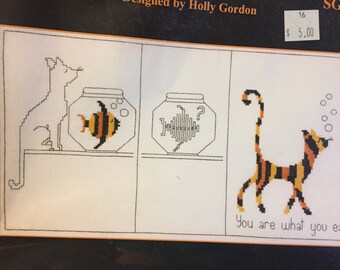 Cross Stitch "You Are What You Eat" Designed by Holly Gordon Cats to Stitch