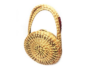 Vintage unique round wicker purse
