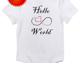 ON SALE Hello world bodysuit cute Gerber onesie you pick size newborn / 0-3 / 3-6 / 6-12 / 18 24 month