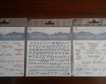 Rub On Transfers | Greetings From Home | Choose from 3 Themes | Paper House Prod.