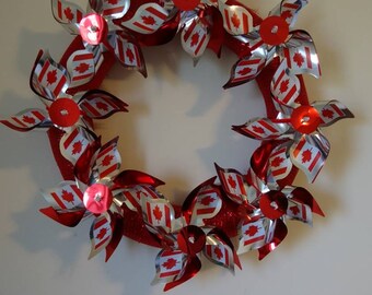 Canada Wreath, Patriotic Wreath, Canadian Flag Windmills, Canada Day Decoration, Maple Leaf
