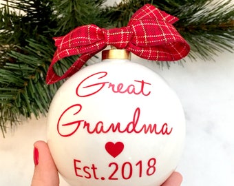 Pregnancy Announcement Christmas Ornaments, Great Grandma & Great Grandpa Christmas Ornaments, Grandparent Pregnancy Reveal