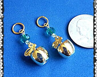 Hearing Aid Charms: Shiney Golden Apples with Glass Accent Beads!
