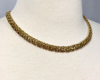 Trifari Gold Chain Choker Necklace || Vintage Trifari || Gold Tone Necklace || Gold Choker || Vintage Jewelry
