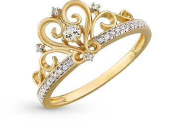 Princess crown ring | Etsy