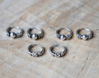 Sterling Silver Hoop Earrings | Tiny Minimalist Bali Hoops | Silver Knot Hoops | Minimalist Hoop Earrings | Silver 925 Bali Hoops | Rings