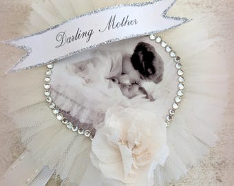 Darling Mother. Tulle and Lace Prize Ribbon Pin