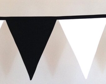 Black and White Fabric Bunting Banner Flags