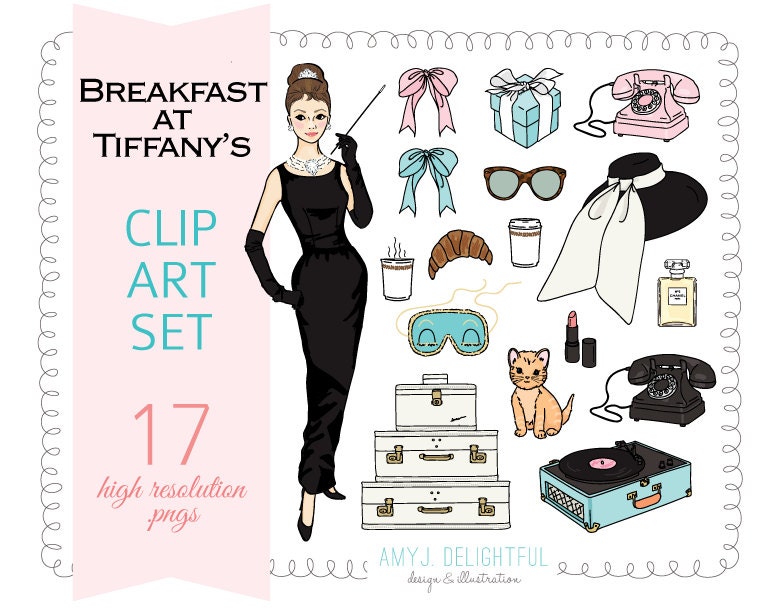 Breakfast at Tiffany's CLIP ART SET for personal and