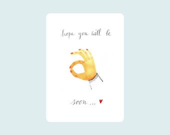 Hope you will be ok soon, illustrated card, get well card