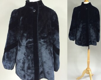 Jacques Saint Laurent Faux Fur Swing Coat / 1980s Vintage Faux Fur Coat / Vintage 80s Faux Fur Swing Coat / Vintage Swing Coat