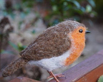 Needle Felt Robin Bird Sculpture