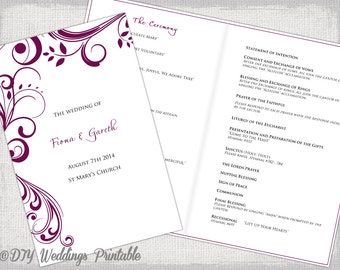program catholic template booklet ceremony order templates scroll printable diy sangria champagne pale