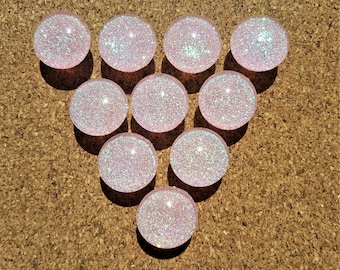 Light Pink Glitter Thumbtacks, Push Pins Set. Glass Thumbtacks. Perfect for Bulleting Boards, Office Gifts, Office Decor.