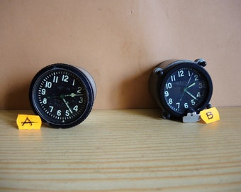 ONE!!! Soviet Vintage USSR era mechanical Military vehicle clock / Aircraft and tank Military Clock Panel / collectible Clock / Tank Clock