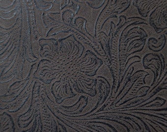 Brown embossed leather like and brown knit Fabric