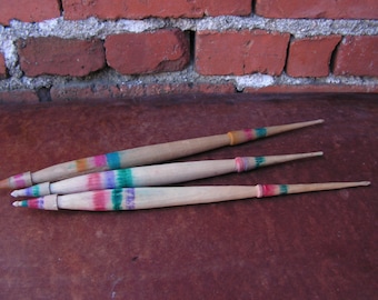 Antique Spindles Wool Spindles Wood Spindles Primitive Bulgarian Spindles Set of 3 Turned Wooden Spindles Rustic Decor