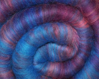 Fiber batt for spinning and felting - Drum carded mixed fiber batt - 2.2 ounces - Royal Court