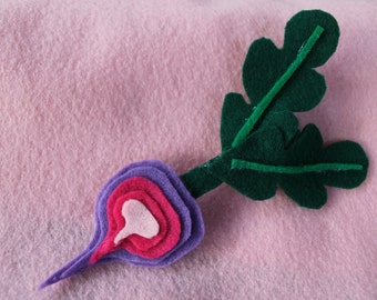 Purple Pink Felt Radish Hair Clip and Pin