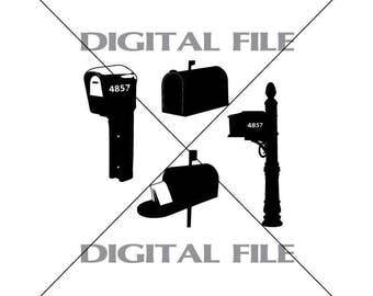 Four Mailboxes Vector Images Vinyl Decal T-shirt Digital Cutting Files ,Svg File, Ai, Eps, PNG