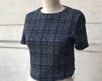Vintage 90s Plaid Fitted Crop Top
