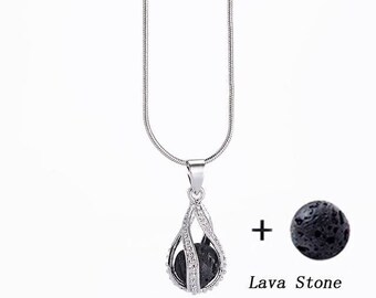 Magic Music Box Locket. Shiny Silver teardrop cage. Use with Lava Stone for Essential Oil Aromatherapy, Prayer Box or with Chime Ball.