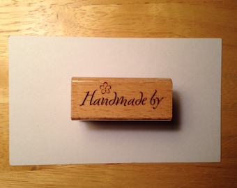 Handmade By Stamp with flower