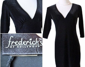 90s Grunge Black Velvet Mini Dress/Size 4-6