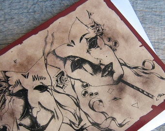 ARTifact - Masquerade Note Card on Matte Linen Paper