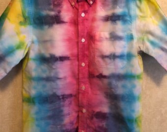 Youth Size 18 Tie Dye Shirt Sleeve Oxford Shirt
