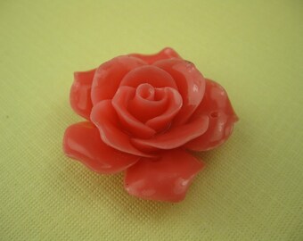 Vintage Lucite Coral Rose Pendant