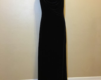 Vintage Black Velvet Prom Dress