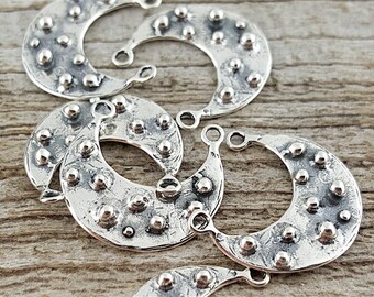 Crescent Pendant, Crescent Charm, Silver Crescent, Sterling Crescent, Sterling Moon, Double Loop, Artisan Crescent, Moon Pendant, Moon Charm