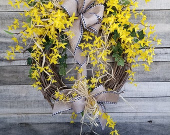 24" Forsythia Wreath, Yellow Wreath, door Wreath, Summer Wreath, Front Door Wreath, Forsythia door wreath, Yellow door wreath, Spring Wreath
