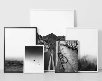 Black White Print Set, Photography Set, Modern Printable Wall Art, Poster Bundle, Art Print Bundle, Digital Download, Set of 5 Minimalistic