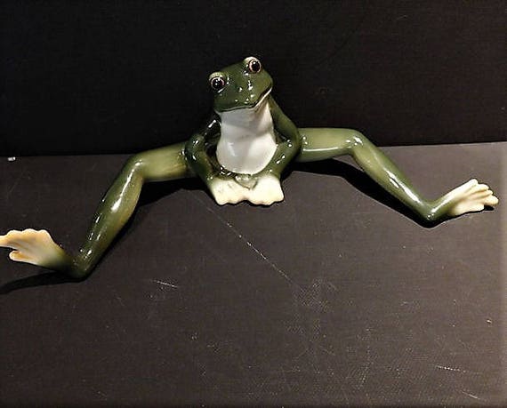 Franz Porcelain Frog Collection Amphibia Frog Sitting Long Legged Figurine Amphibian Vintage Cottage Farmhouse Home Decor Wildlife Nature