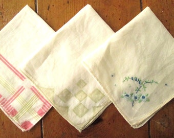 Hankies, Handkerchiefs, Embroidered, Wedding, Lace, Monogram, Vintage, FREE SHIPPING