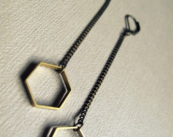 Minimalist Earrings - Hexagon Geometric Earrings - Minimalist Jewelry - Geometric Dangle Earrings - Hexagon Earrings - Geometric Jewelry